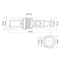 Presa elettrica estraibile ASTRA 3x230V SCHUKO / Nera