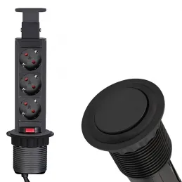 Presa elettrica estraibile ASTRA 3x230V SCHUKO / Nera