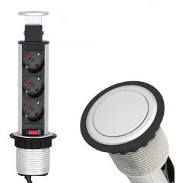 Presa elettrica a scomparsa ASTRA 3x230V SCHUKO / Alluminio