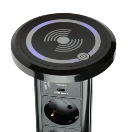 Presa elettrica automatica a scomparsa ASTRA SCHUKO 3x230V + 2xUSB A-C / Nera