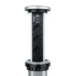 Presa elettrica automatica a scomparsa ASTRA SCHUKO 3x230V + 2xUSB A-C / Alluminio