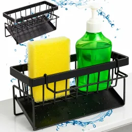 Mensola portaoggetti accanto al lavello con scolapiatti / Nero opaco