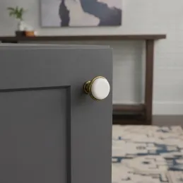 Pomello LUNAS / Ottone anticato - Bianco latte