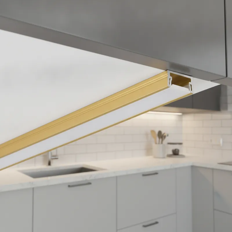 Profilo in alluminio ZARIA per illuminazione LED con copertura opalina / Oro