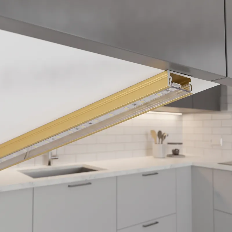 Profilo in alluminio ZARIA per illuminazione a LED con copertura trasparente / Oro