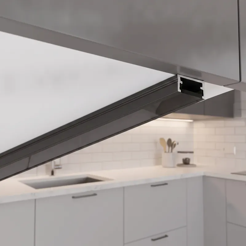 Profilo in alluminio ZARIA per illuminazione LED con copertura nera / Nero opaco