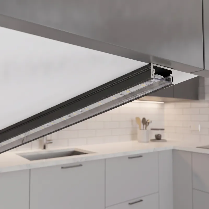 Profilo in alluminio ZARIA per illuminazione LED con copertura trasparente / Nero opaco