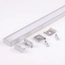 Set da 1 m di profilo ZARIA per illuminazione LED con copertura opalina, tappi terminali e sistema di fissaggio / Alluminio
