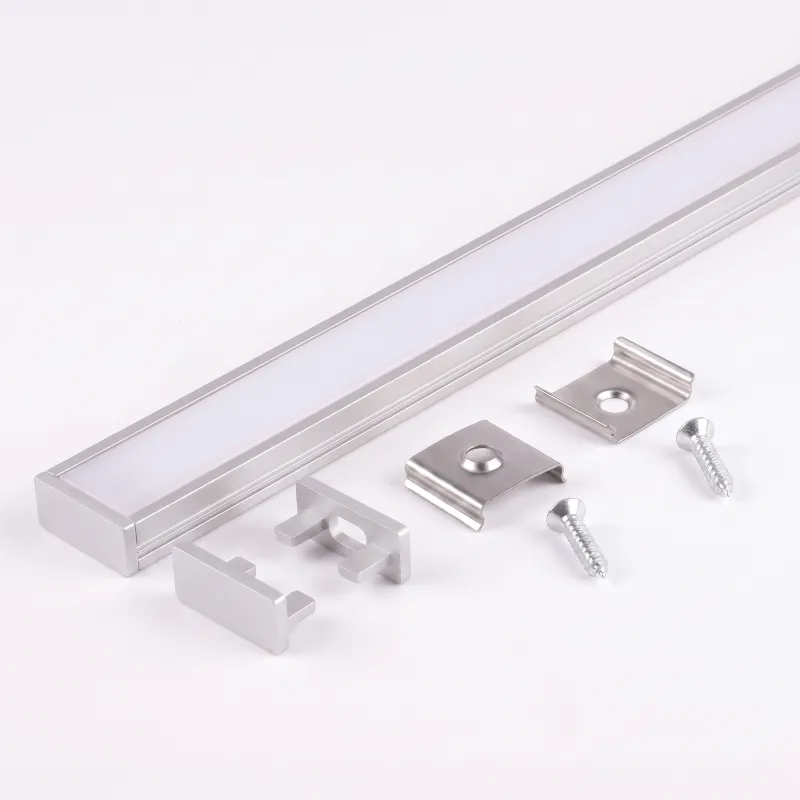 Set da 1 m di profilo ZARIA per illuminazione LED con copertura opalina, tappi terminali e sistema di fissaggio / Alluminio