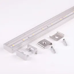 Set di profilo ZARIA da 1 m per illuminazione LED con copertura trasparente, tappi terminali e fissaggi / Alluminio