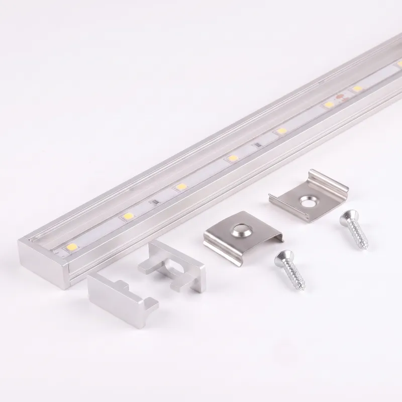 Set di profilo ZARIA da 1 m per illuminazione LED con copertura trasparente, tappi terminali e fissaggi / Alluminio