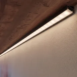 Profilo angolare in alluminio ZARIA per illuminazione a LED con copertura opalina / Nero opaco