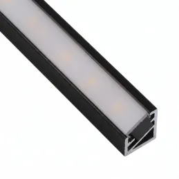 Profilo angolare in alluminio ZARIA per illuminazione a LED con copertura opalina / Nero opaco