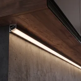 Profilo angolare in alluminio ZARIA per illuminazione a LED con copertura opalina / Nero opaco