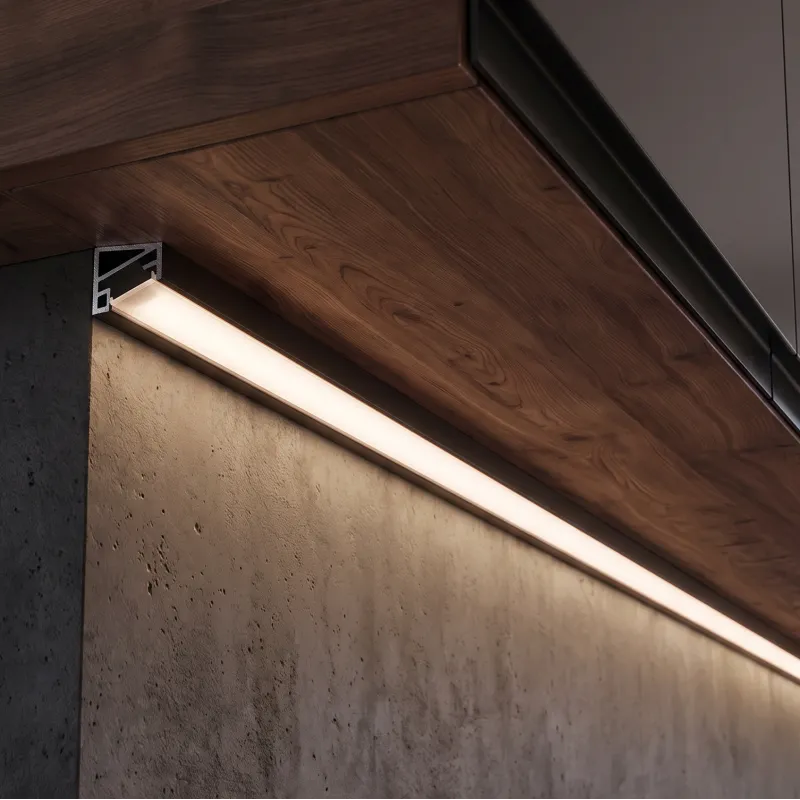 Profilo angolare in alluminio ZARIA per illuminazione a LED con copertura opalina / Nero opaco