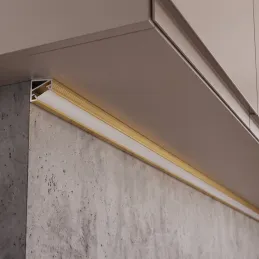 Profilo angolare in alluminio ZARIA per illuminazione LED con copertura opalina / Oro