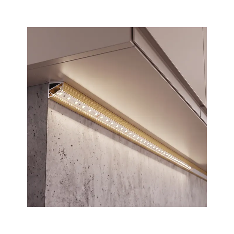 Profilo angolare in alluminio ZARIA per illuminazione a LED con copertura trasparente / Oro