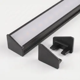 Set di 2 tappi terminali per profilo LED angolare ZARIA – senza foro / Nero opaco