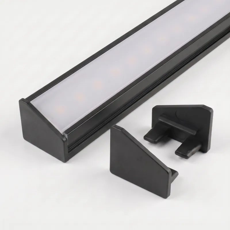 Set di 2 tappi terminali per profilo LED angolare ZARIA – senza foro / Nero opaco