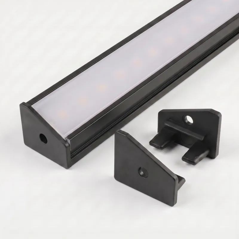 Set di 2 tappi terminali per profilo LED angolare ZARIA – con foro / Nero opaco