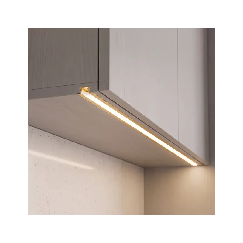 Profilo in alluminio da incasso ZARIA per illuminazione a LED con copertura opalina / Oro