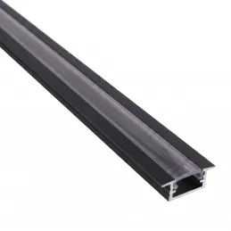 Profilo in alluminio da incasso ZARIA per illuminazione LED con copertura trasparente / Nero opaco
