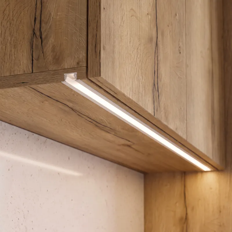 Profilo in alluminio da incasso ZARIA per illuminazione a LED con copertura opalina / Bianco opaco
