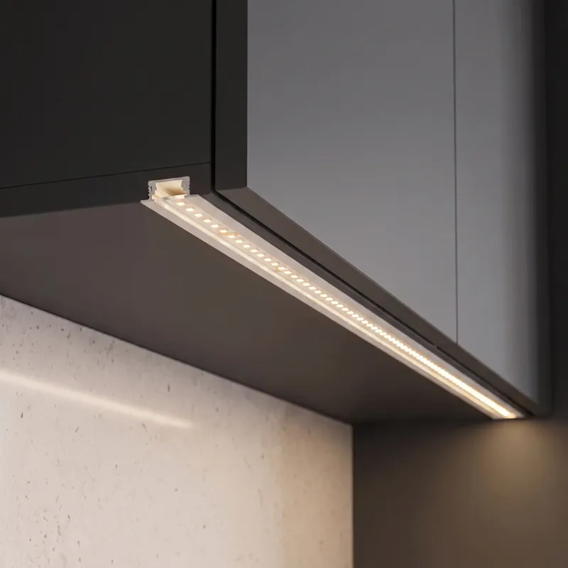 Profilo in alluminio da incasso ZARIA per illuminazione LED con copertura trasparente / Bianco opaco