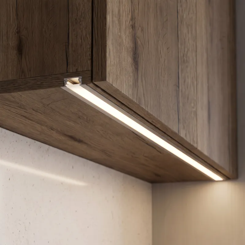Profilo in alluminio da incasso ZARIA per illuminazione LED con copertura opalina / Alluminio