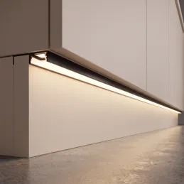 Profilo in alluminio per illuminazione LED dello zoccolo ARIANA con copertura satinata / Nero opaco