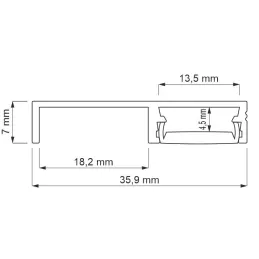 Profilo in alluminio per l’illuminazione LED dello zoccolo ARIANA con copertura opalina / Alluminio