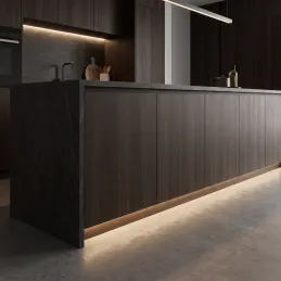 Profilo in alluminio per l’illuminazione LED dello zoccolo ARIANA con copertura opalina / Alluminio