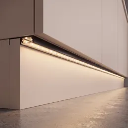 Profilo in alluminio per illuminazione LED dello zoccolo ARIANA con copertura trasparente / Nero opaco