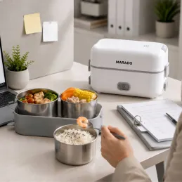 Lunch box elettrico riscaldante MARADO con contenitori / Bianco