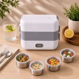 Lunch box elettrico riscaldante MARADO con contenitori / Bianco