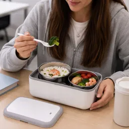 Lunch box elettrico riscaldante MARADO con contenitori / Bianco