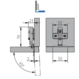 Cerniera MINI sovrapposta con ammortizzatore da 26 mm CLIP / Nera
