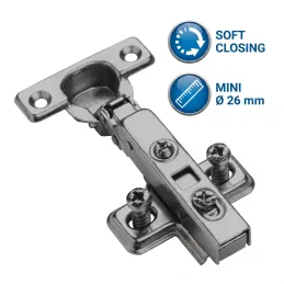 Cerniera MINI sovrapposta con ammortizzatore da 26 mm CLIP / Nera