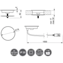 Caricabatterie wireless LOX 15W / Nero-cromo