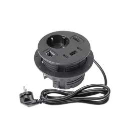 Presa da incasso per scrivania OFFICE SMART 80 SCHUKO 1x230V + USB A-C + HDMI + Rj45 / Nera