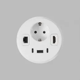 Presa da incasso per scrivania OFFICE SMART 80 SCHUKO 1x230V + USB A-C + HDMI + Rj45 / Bianco