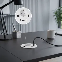 Presa da incasso per scrivania OFFICE SMART 80 SCHUKO 1x230V + USB A-C + HDMI + Rj45 / Bianco