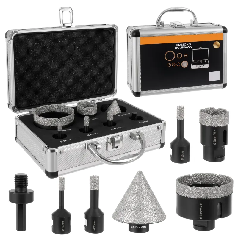 Set professionale di 7 frese diamantate da 6 a 68 mm con valigetta