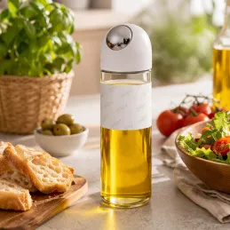 Bottiglia in vetro per olio d'oliva o aceto con apertura automatica 510 ml / Bianco