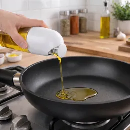 Bottiglia in vetro per olio d'oliva o aceto con apertura automatica 510 ml / Bianco