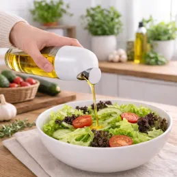 Bottiglia in vetro per olio d'oliva o aceto con apertura automatica 510 ml / Bianco