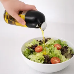 Bottiglia in vetro per olio d'oliva o aceto con apertura automatica 510 ml / Nera