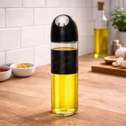 Bottiglia in vetro per olio d'oliva o aceto con apertura automatica 510 ml / Nera
