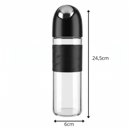 Bottiglia in vetro per olio d'oliva o aceto con apertura automatica 510 ml / Nera