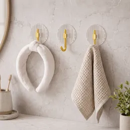 Gancio adesivo GLAMOUR ROUND / Oro spazzolato
